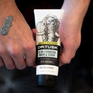 DR. TUSK 2-in-1 Mens Face Scrub & Facial Mask | Exfoliating Charcoal Cleanser | Kaolin & Bentonite Clay | Hempseed Oil & Caffeine | Natural Skincare for Men 5.9 Fl Oz - Image 5
